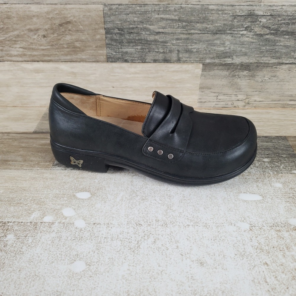 Alegria Taylor Upgrade Womens Loafers Sz 8.5 Black Leather Slip on Round Toe